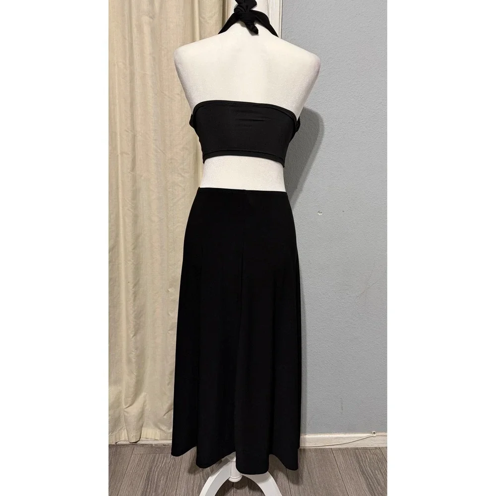 Whimsical Jason Maxwell Black Midi Skirt XL A-Line Elastic Waist Stretch Fairy